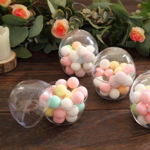 12-Pack Plastic Party Favor Cup Containers 4oz Clear Egg Shape Design - Disposable Mini Dessert Cups with Dome Lids for Candies, Nuts & Small Treats